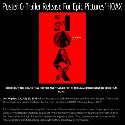 Poster & Trailer Release For Epic Pictures’ HOAX